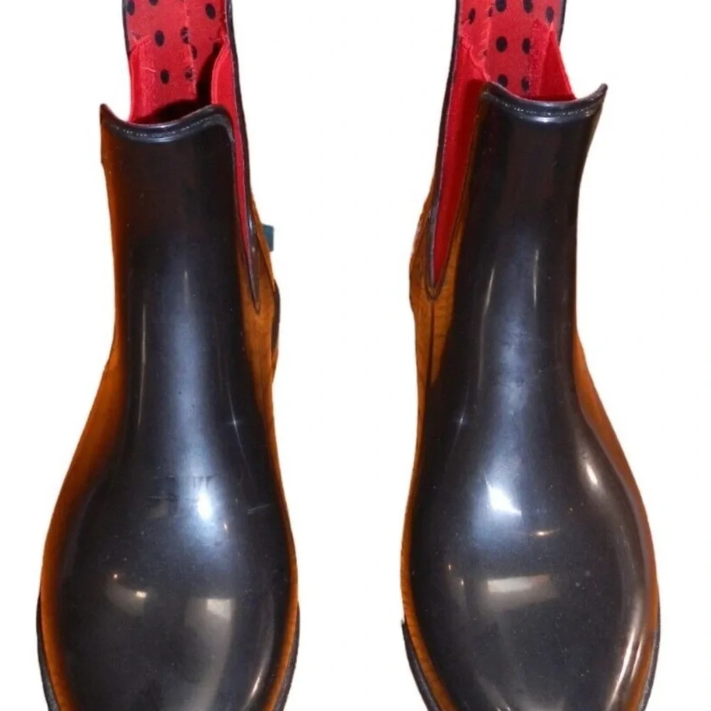 Men's Black Chelsea Rain Boots with Red Lining